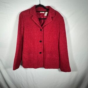 Ann Taylor Red Wool Blend Boucle Blazer Jacket Size 14 Career